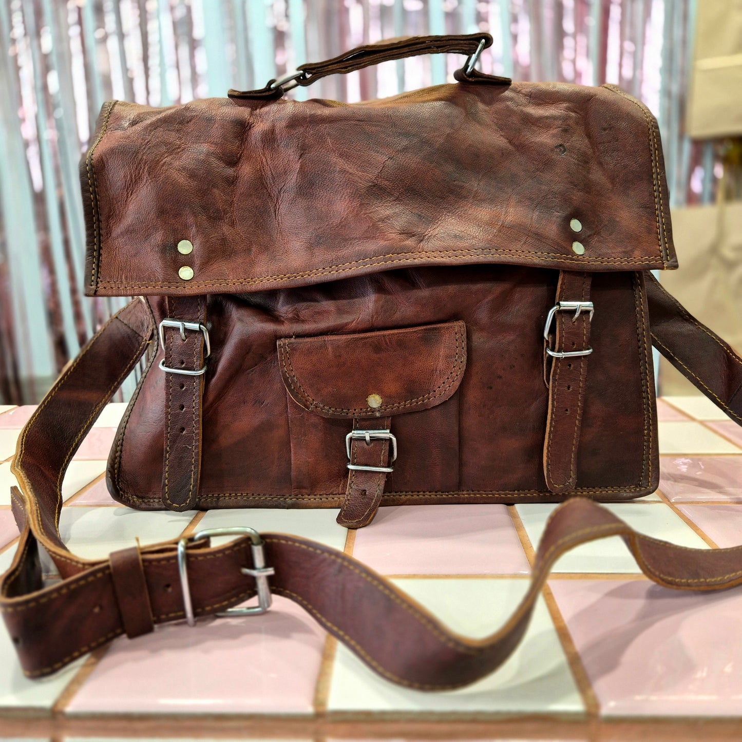 Vintage Leather Mailman Bag