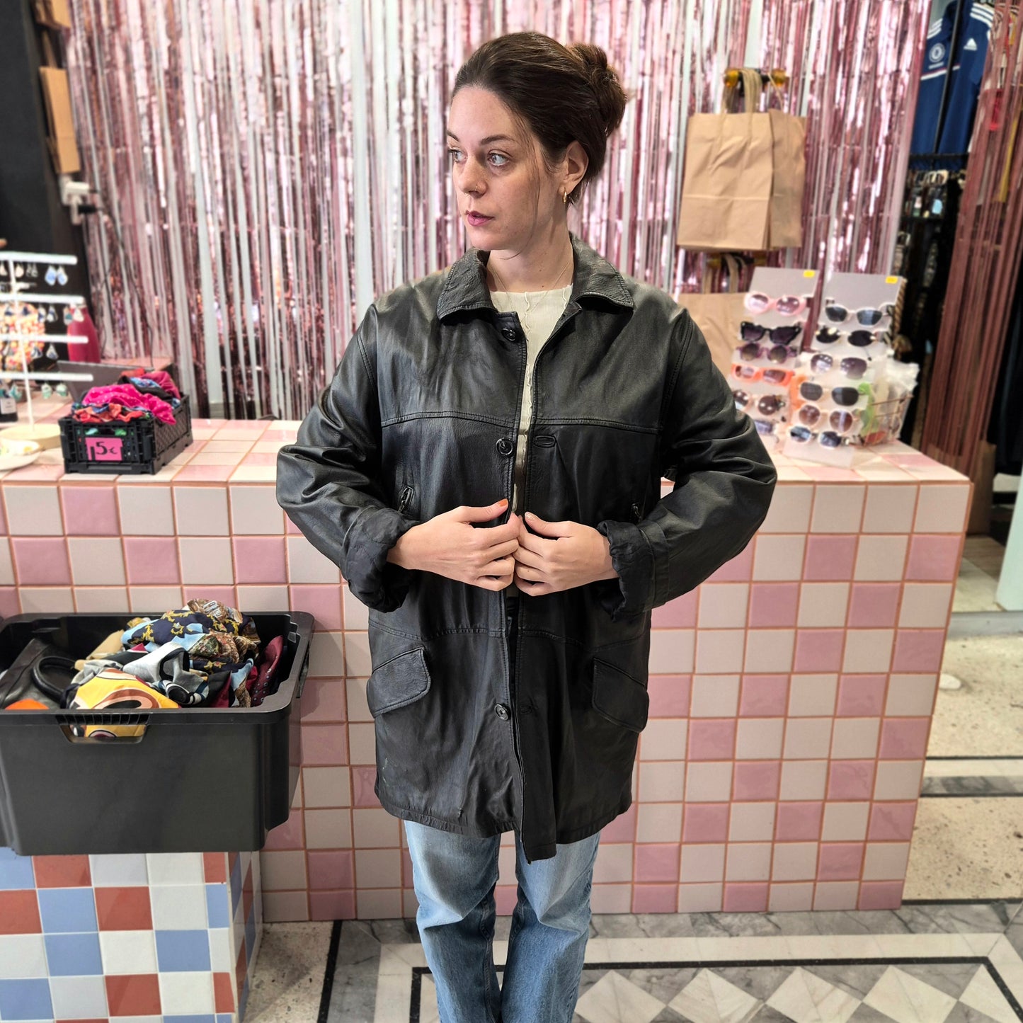 Vintage Long Leather Jacket