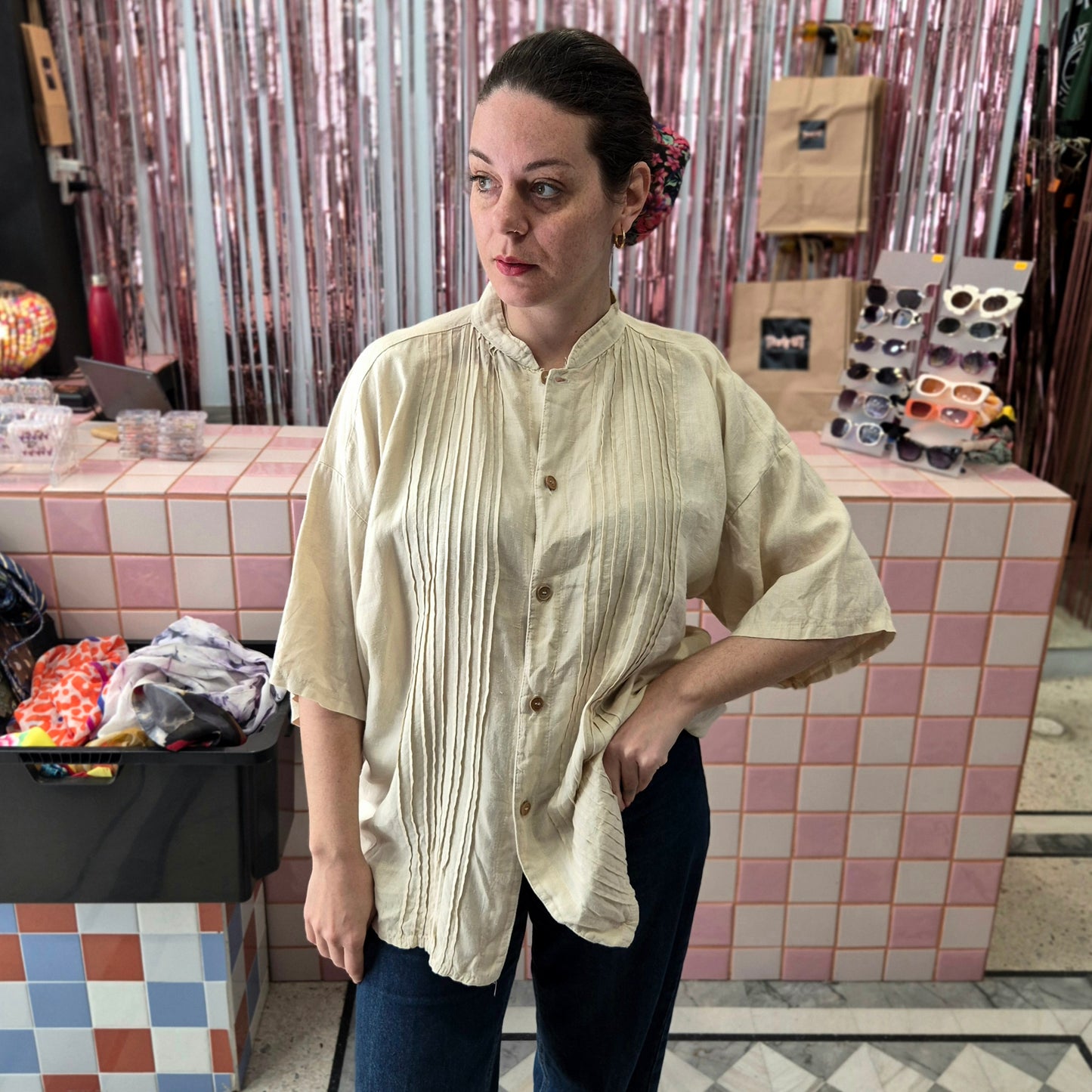 Linen Mix Oversized Shirt