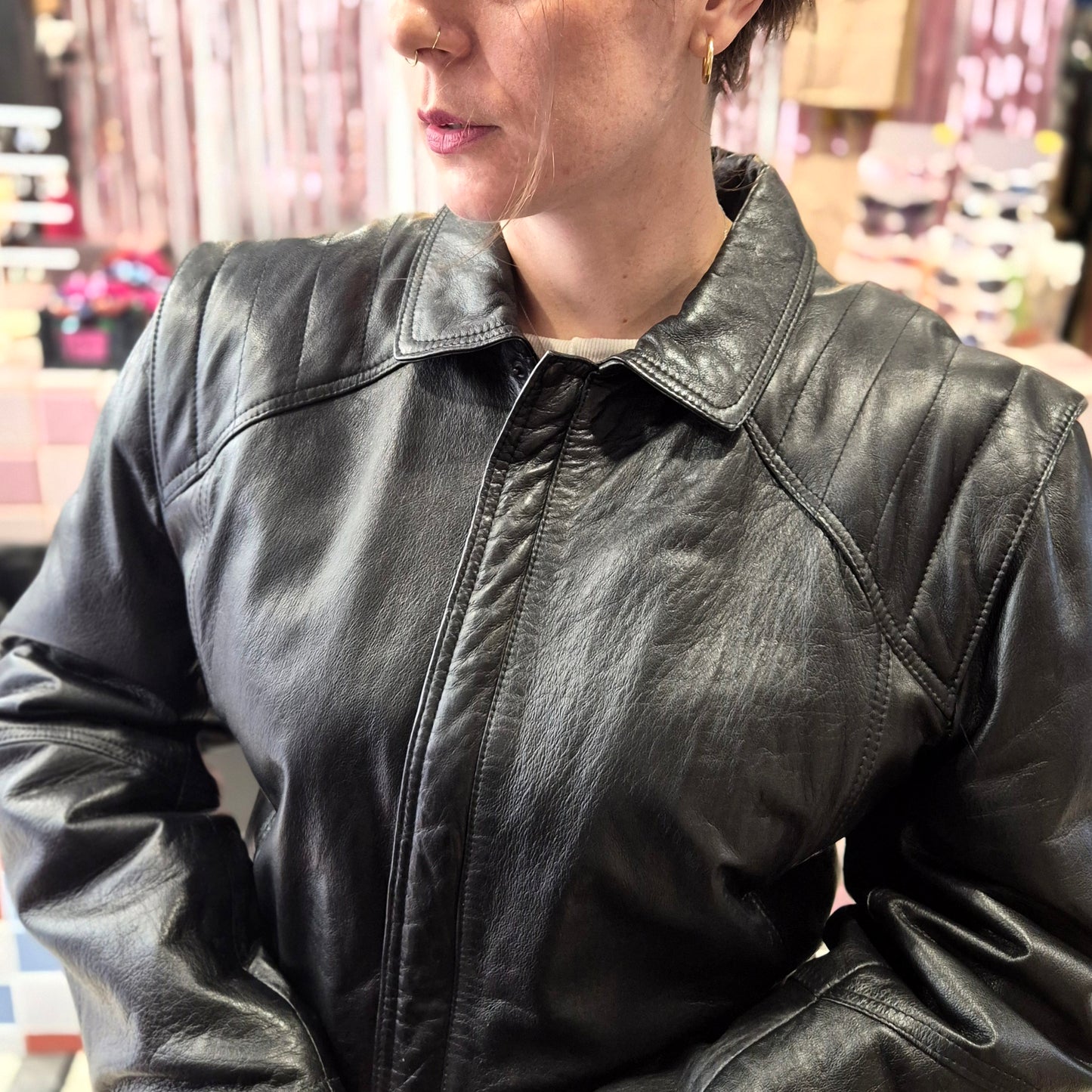 Vintage Leather Jacket with Belt