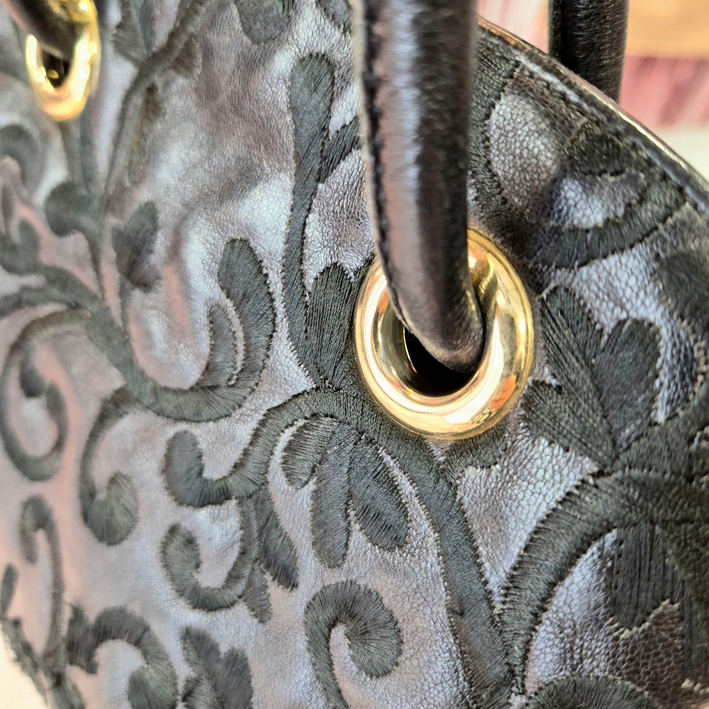 Vintage Embroidered Leather Bag