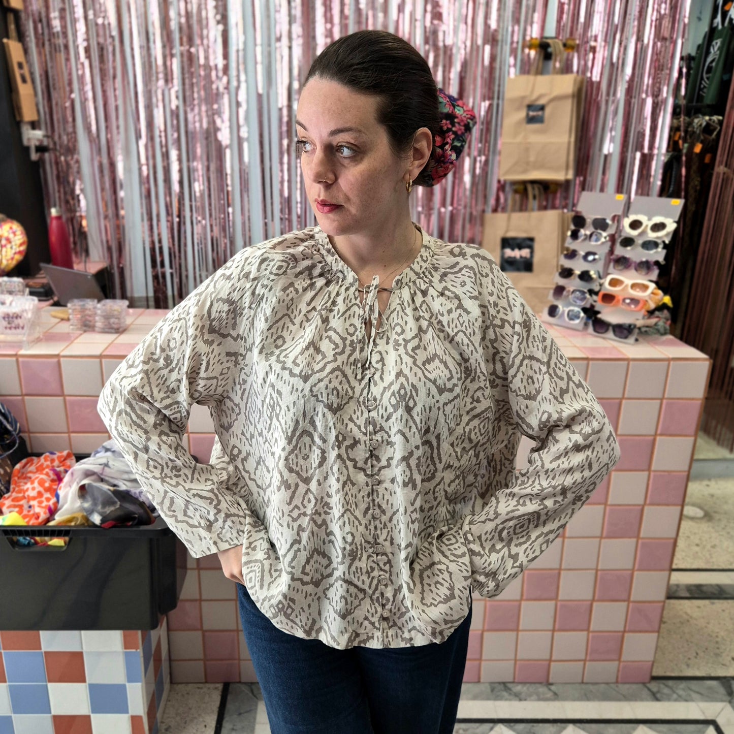 Linen Flowy Top