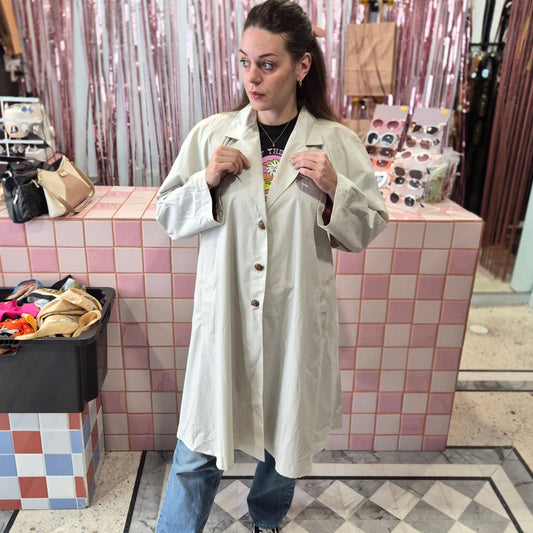 Elegant Vintage Cream Trench Coat