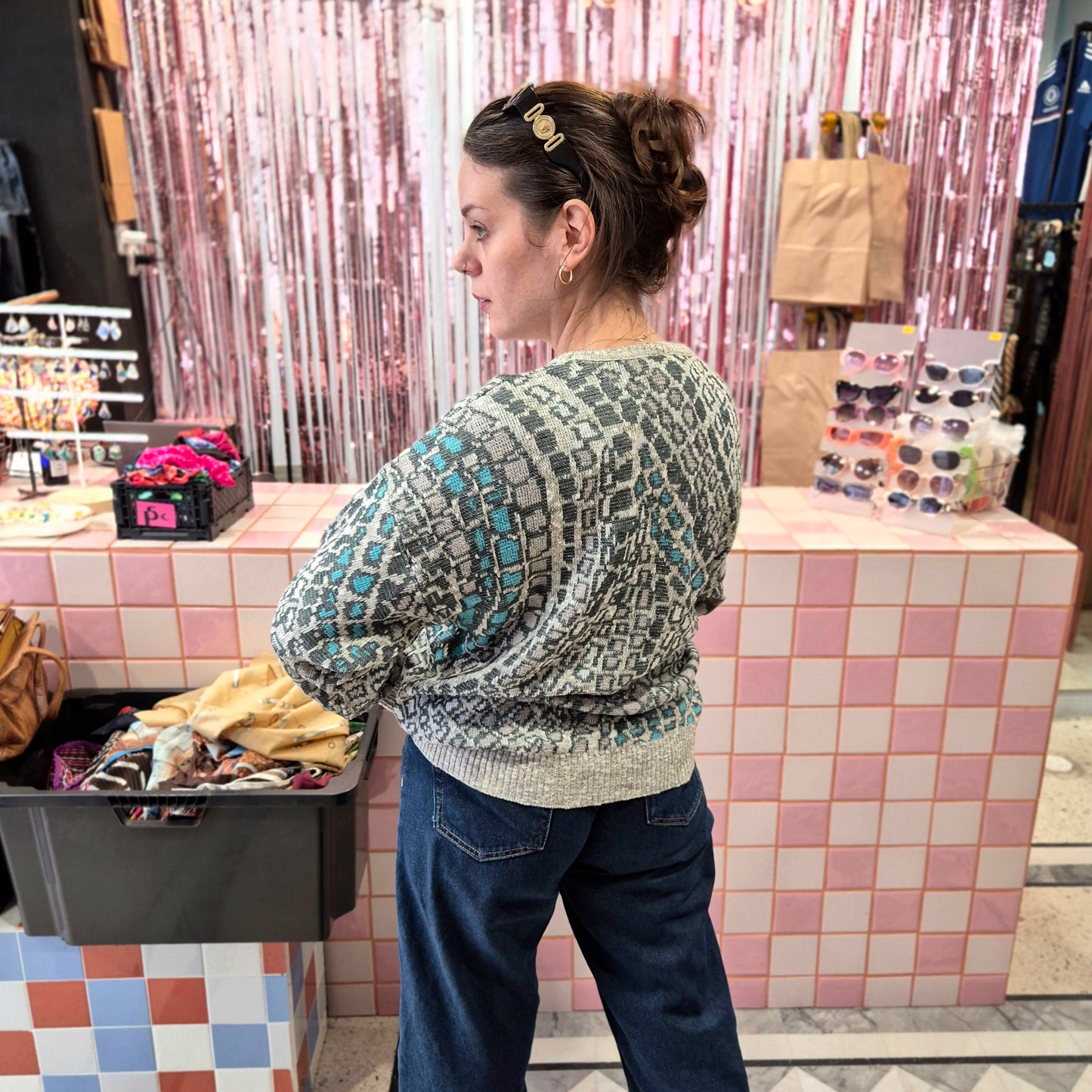 Vintage Patterned Knitted Crewneck