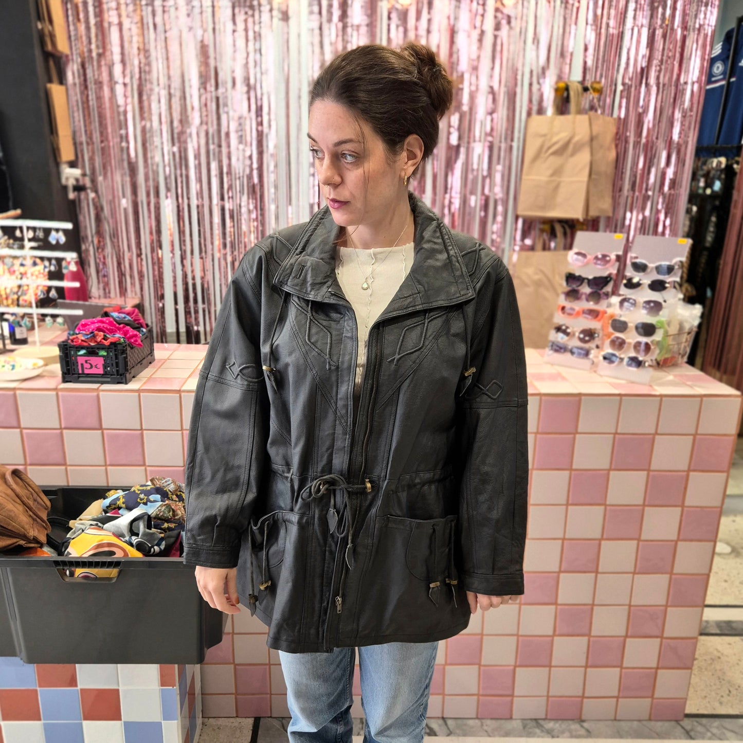 Stunning Vintage Detailed Leather Jacket