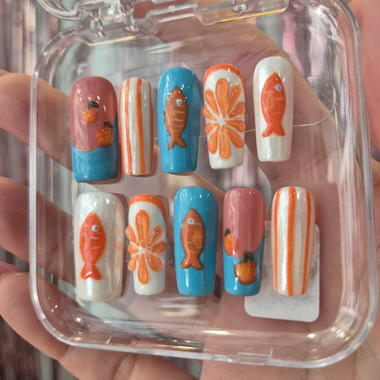 Summer Fish Presson Nails