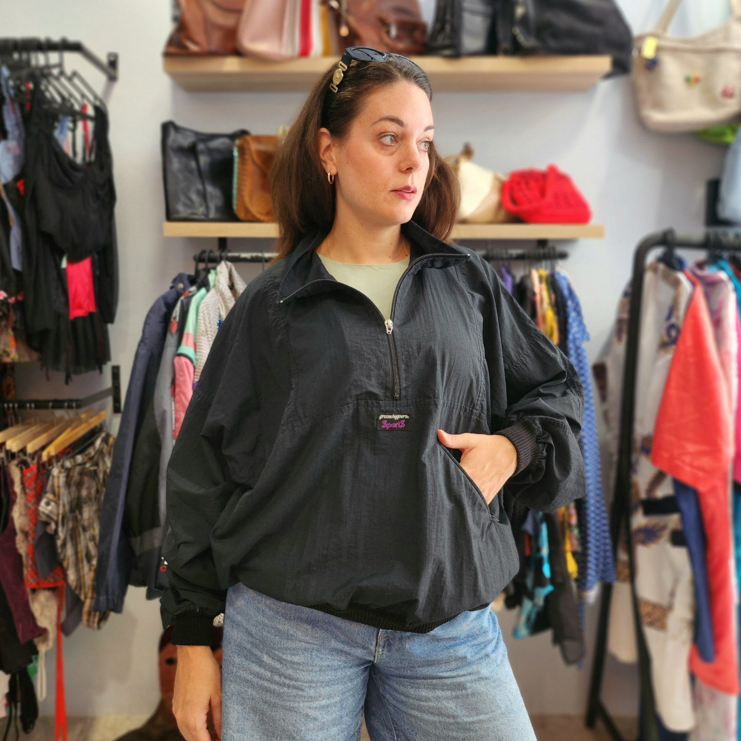 Vintage Half Zipper Light Jacket