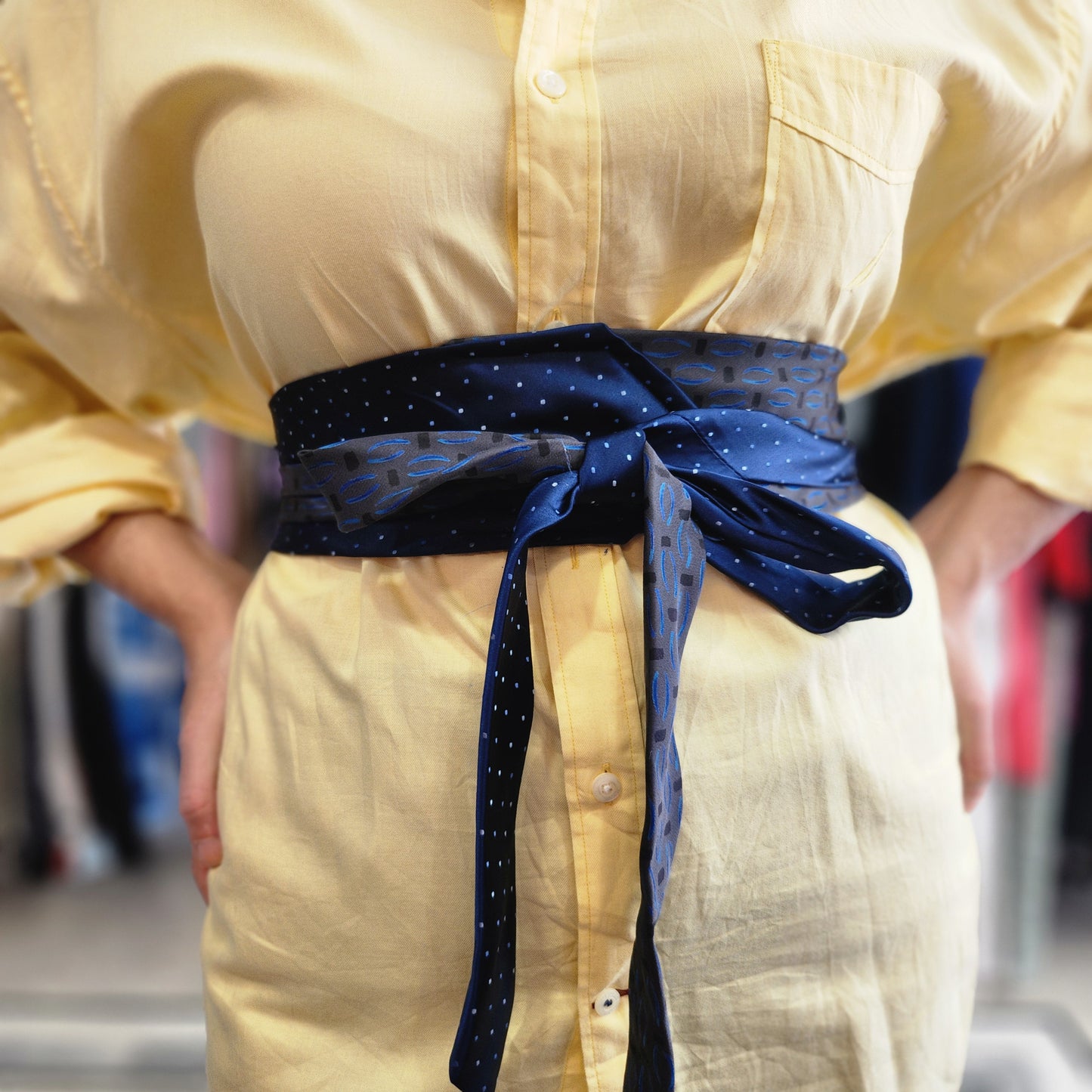 Reworked Tie Belt Blue