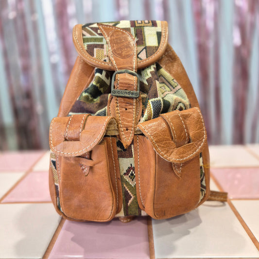 Leather & Tapestry mini backpack