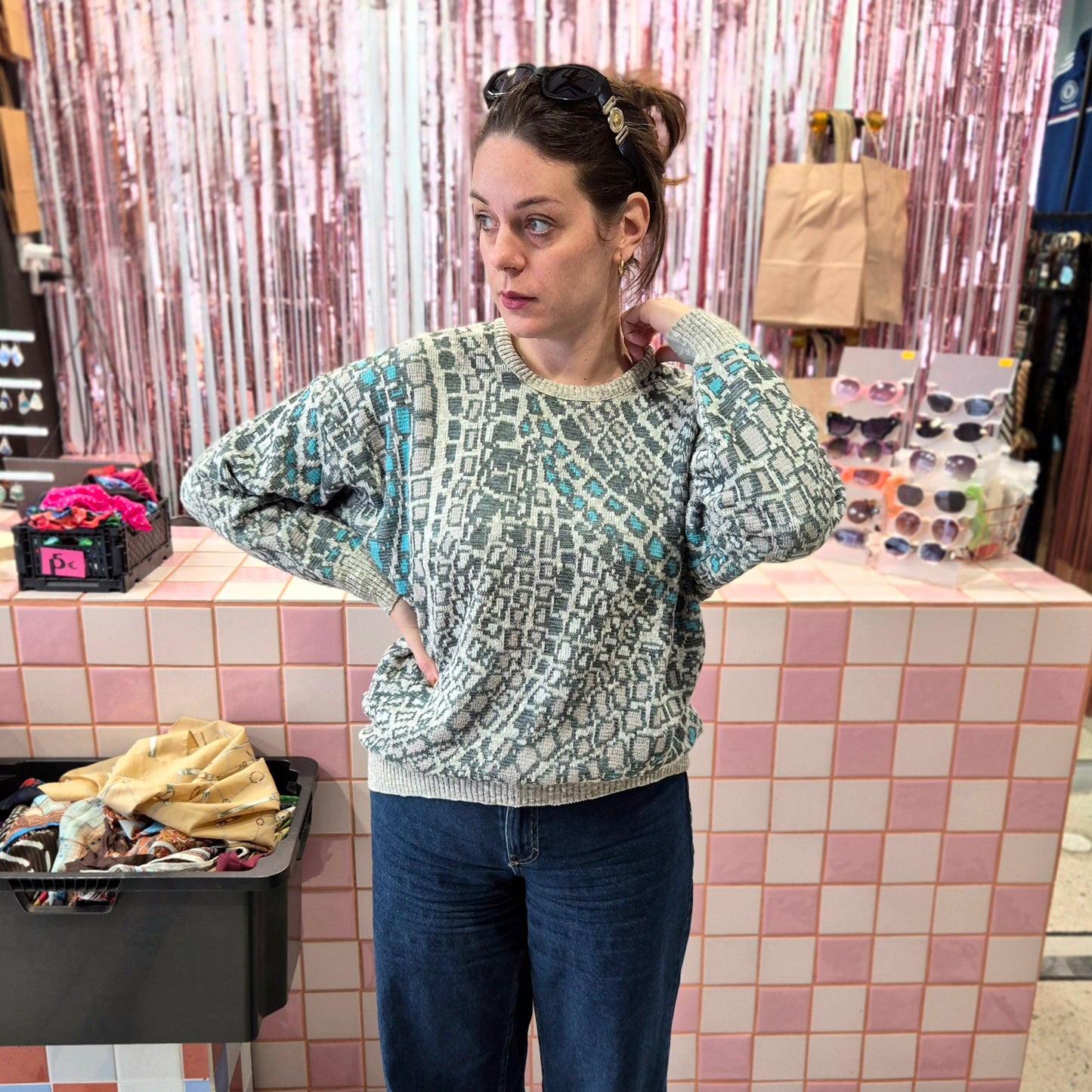 Vintage Patterned Knitted Crewneck