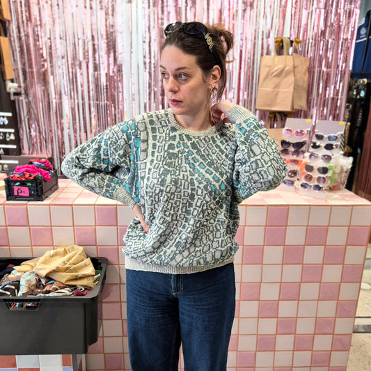 Vintage Patterned Knitted Crewneck