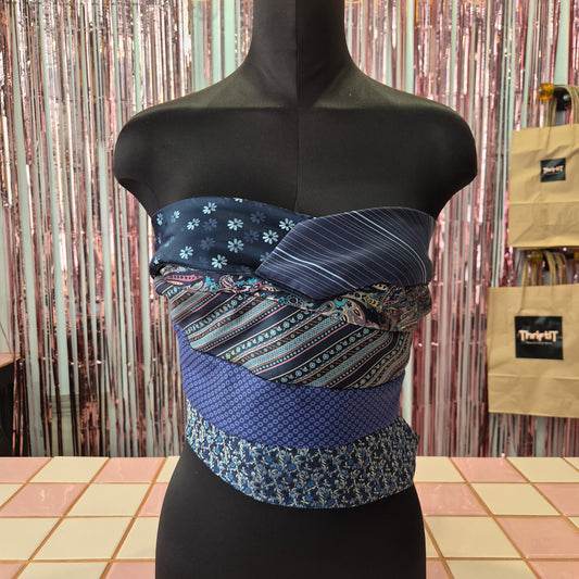 Upcycled Tie Strapless Top