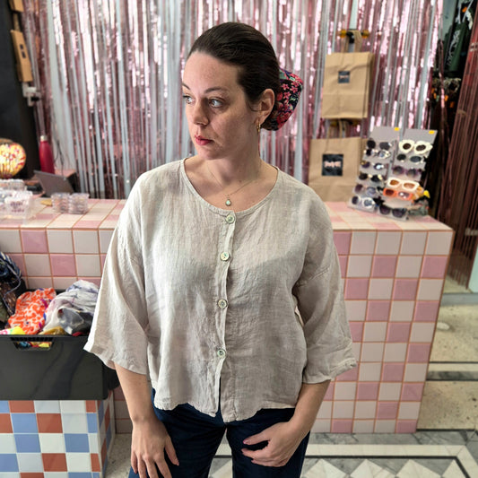 Linen Mix Cropped Top