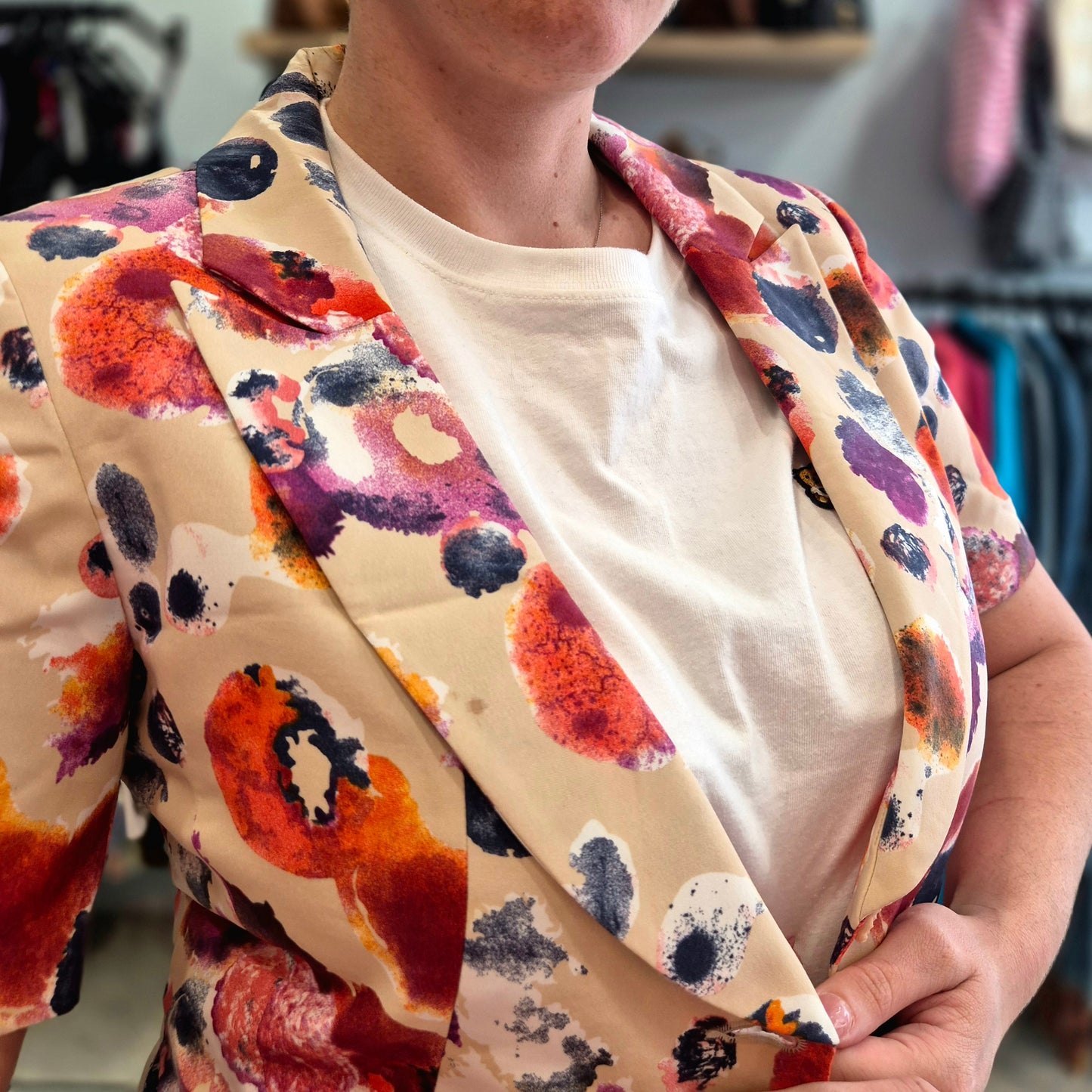 Floral Short Sleeve Blazer