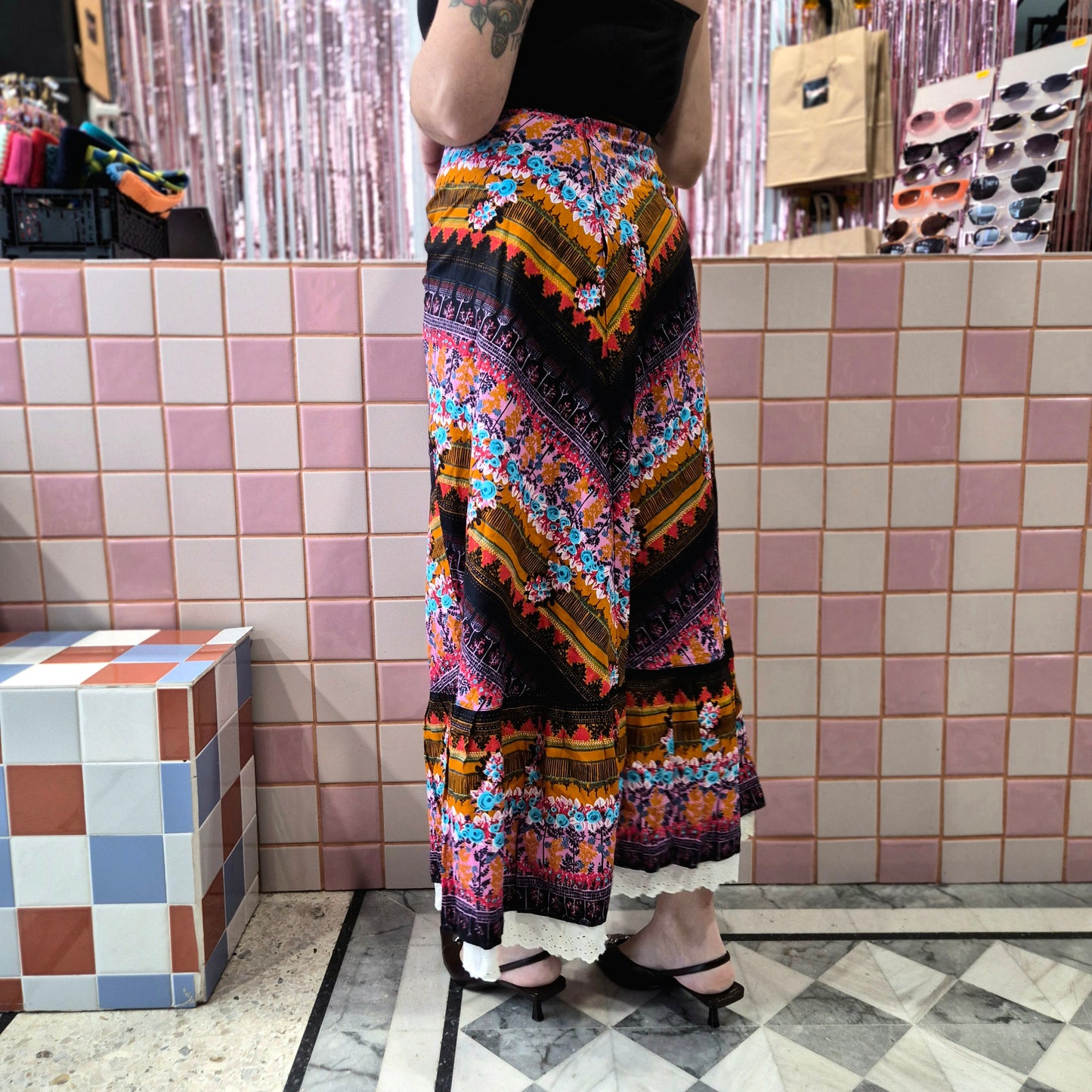 Vintage Patterned Maxi Skirt