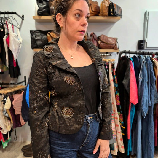 Vintage Decorated Cropped Blazer