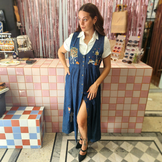Embroidered Halloween Denim Dress