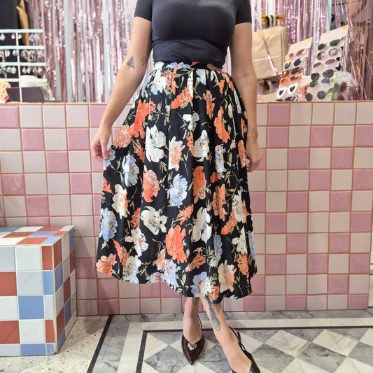 Vintage Floral Midi Skirt