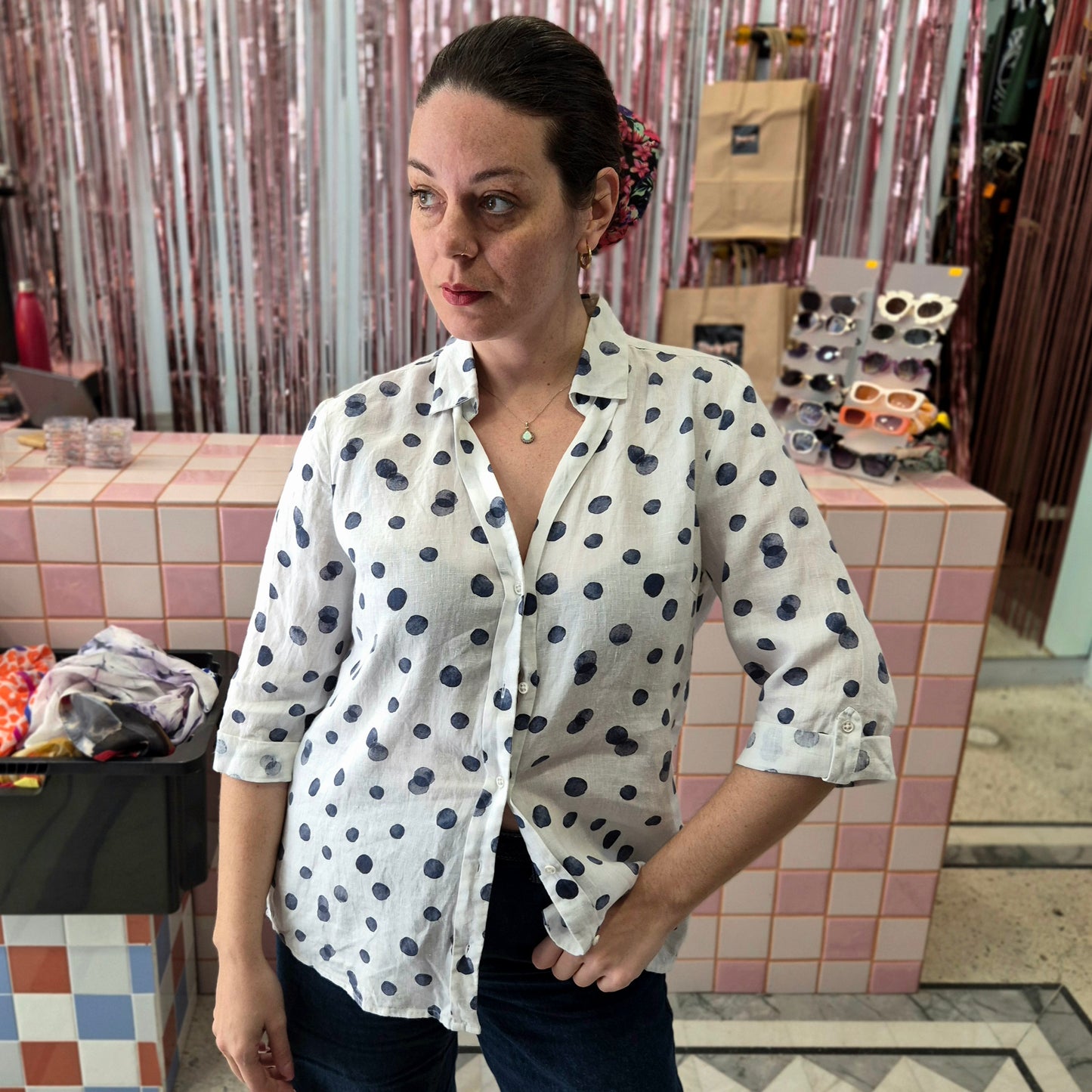 Linen Polka Shirt