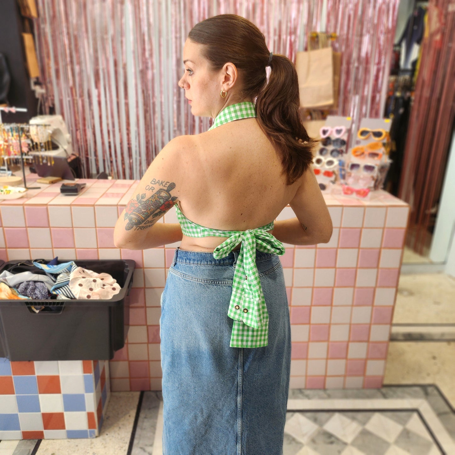 Reworked Shirt Top - Green