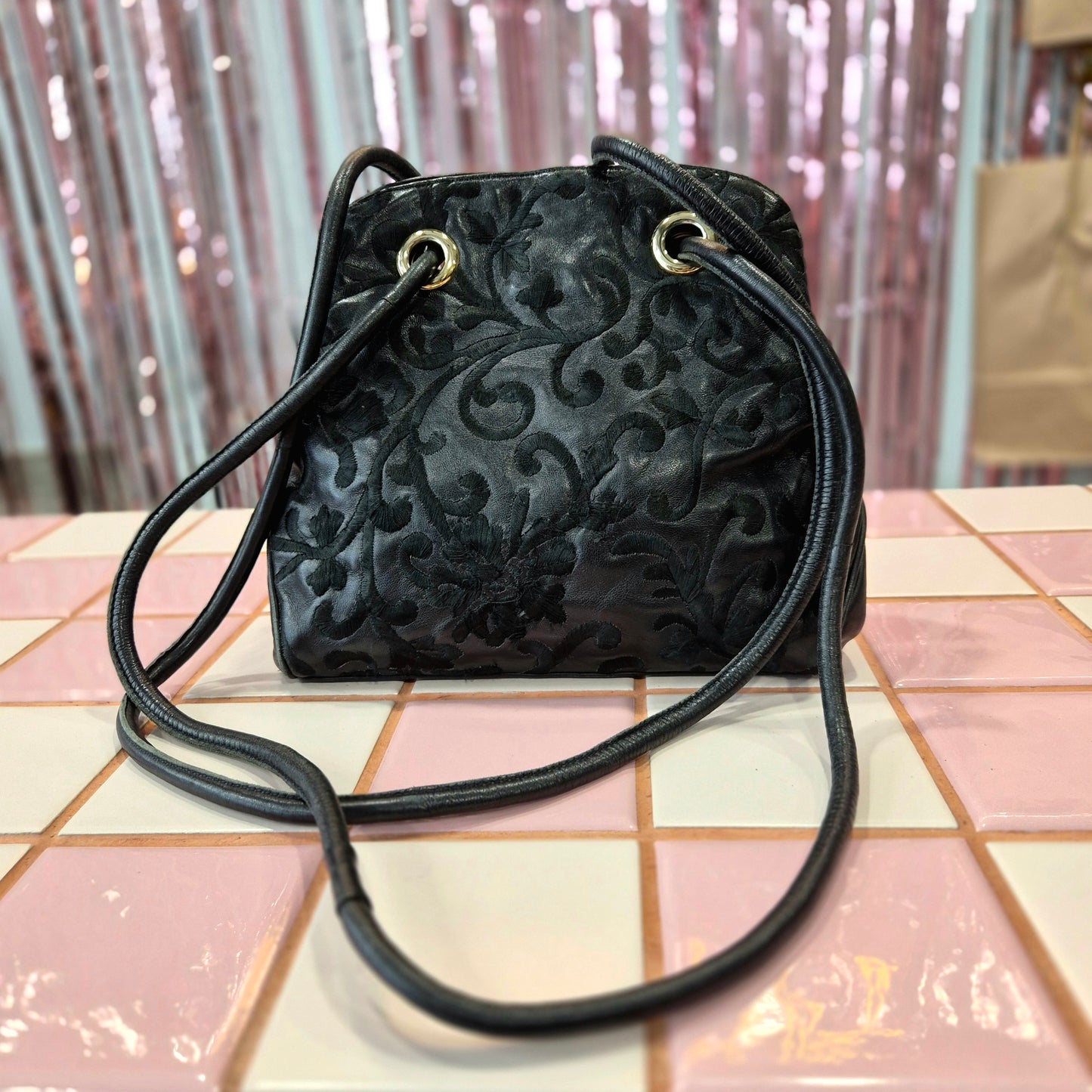 Vintage Embroidered Leather Bag