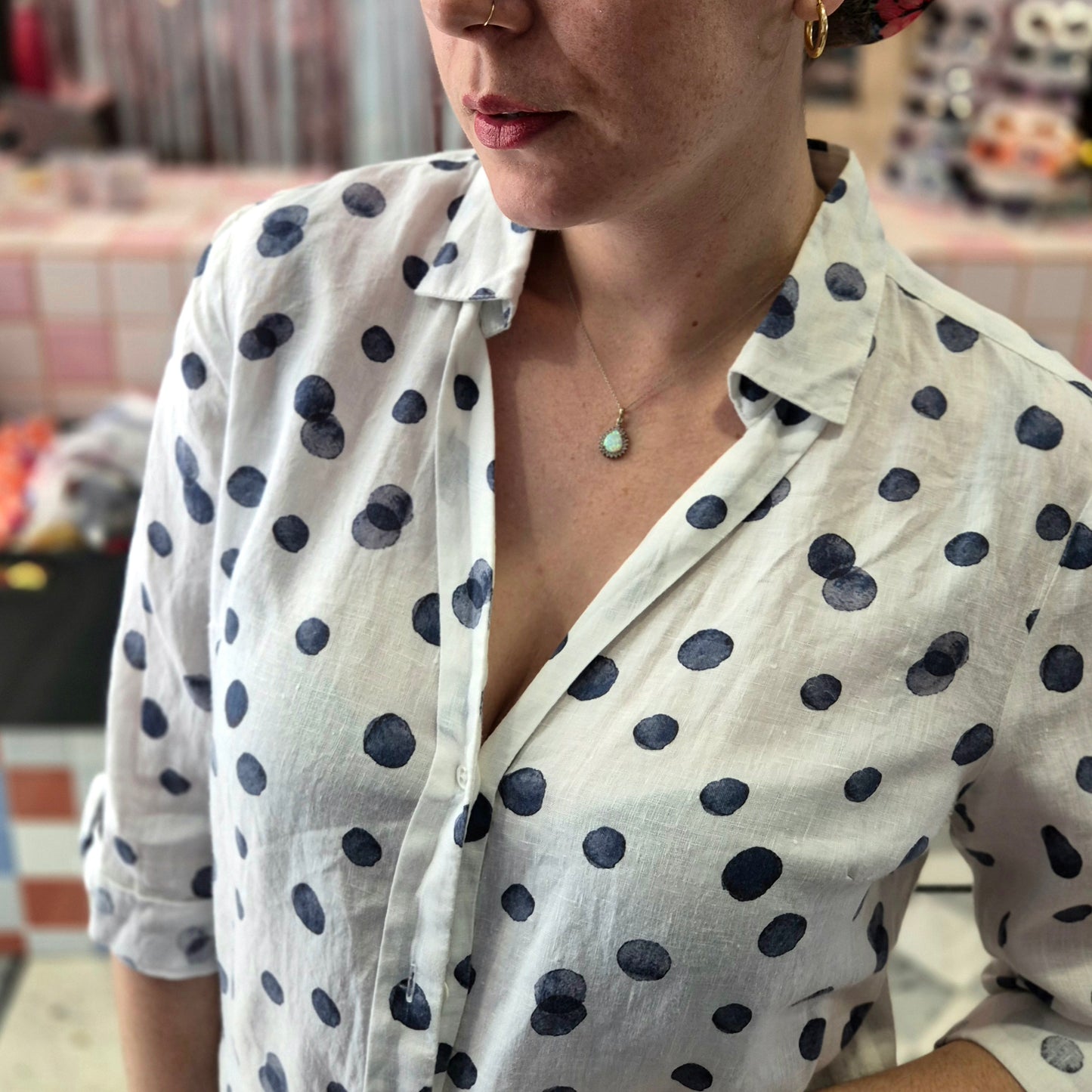 Linen Polka Shirt