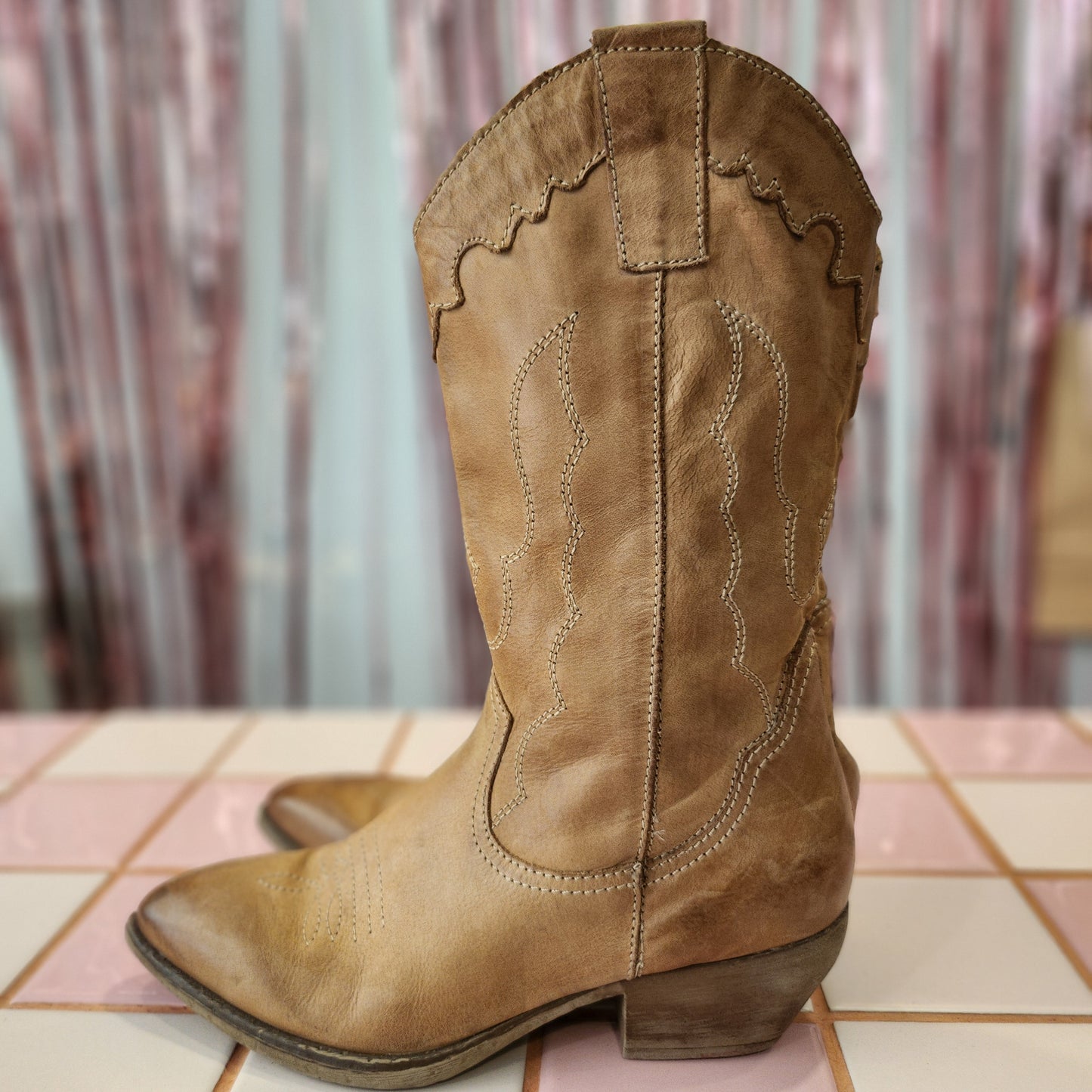 Vintage Leather Cowboy Boots