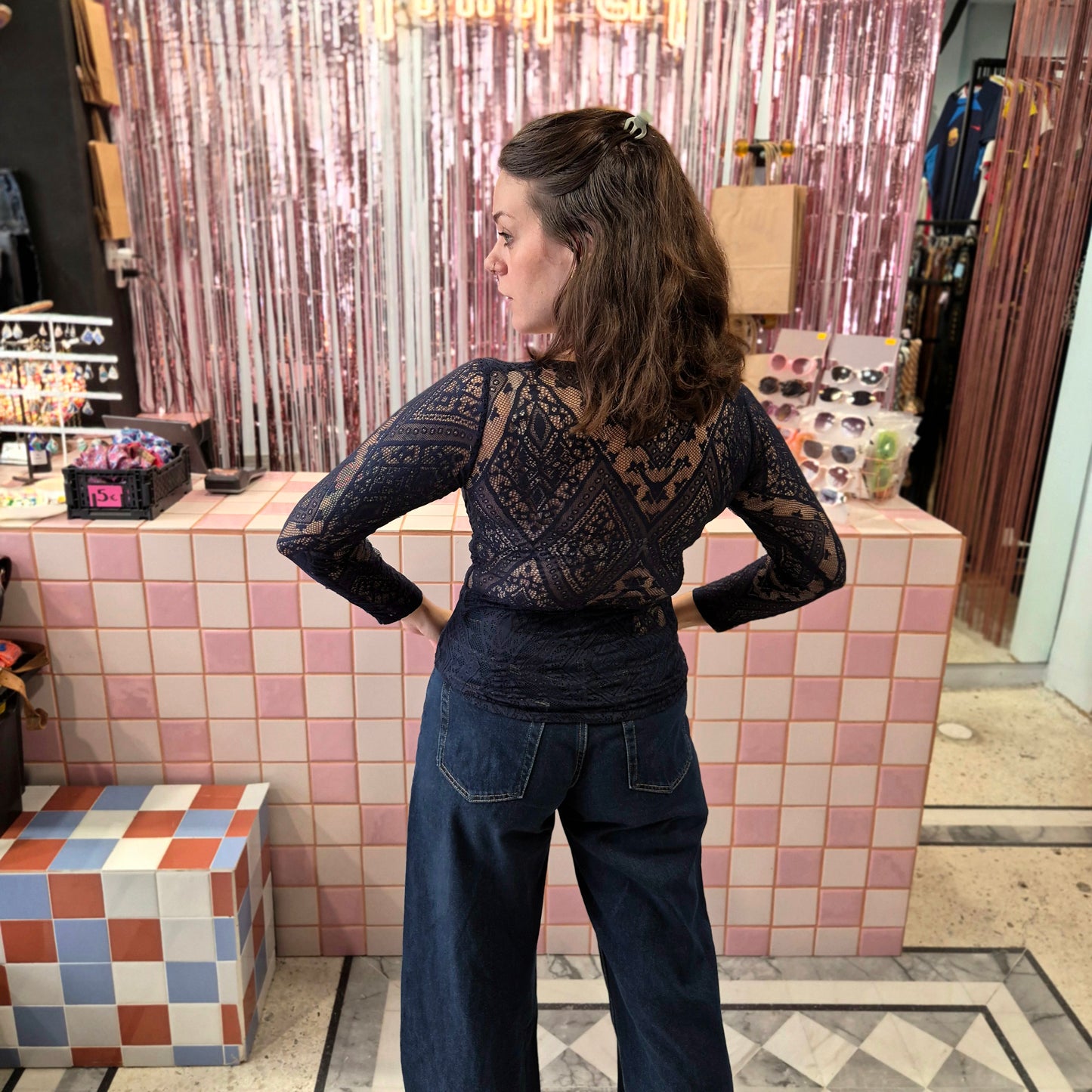 Y2K Blue Lace Top
