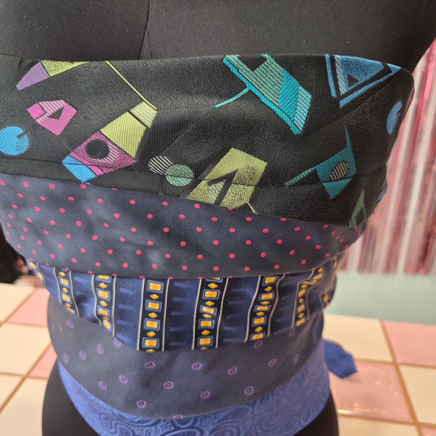 Upcycled Tie Strapless Top