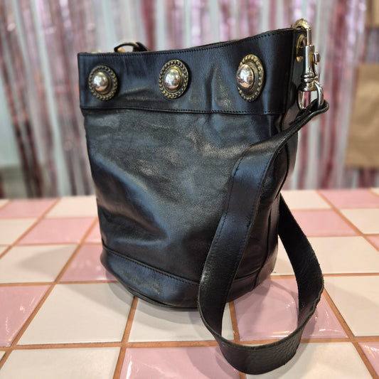 Leather Bucket Crossbody Bag