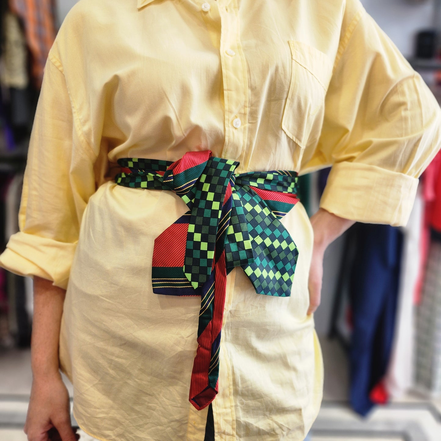 Reworked Tie Belt green-red