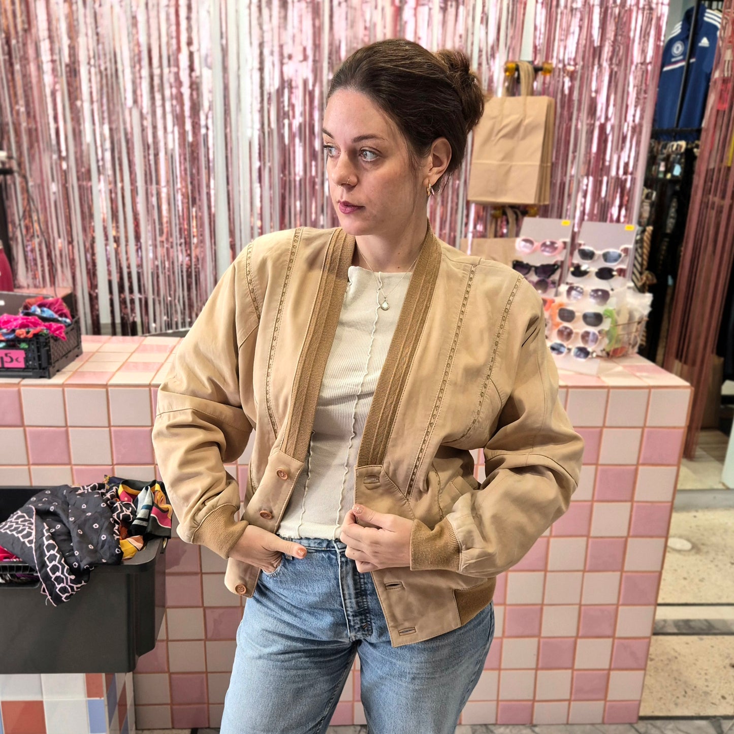 Soft Leather Bomber Jacket