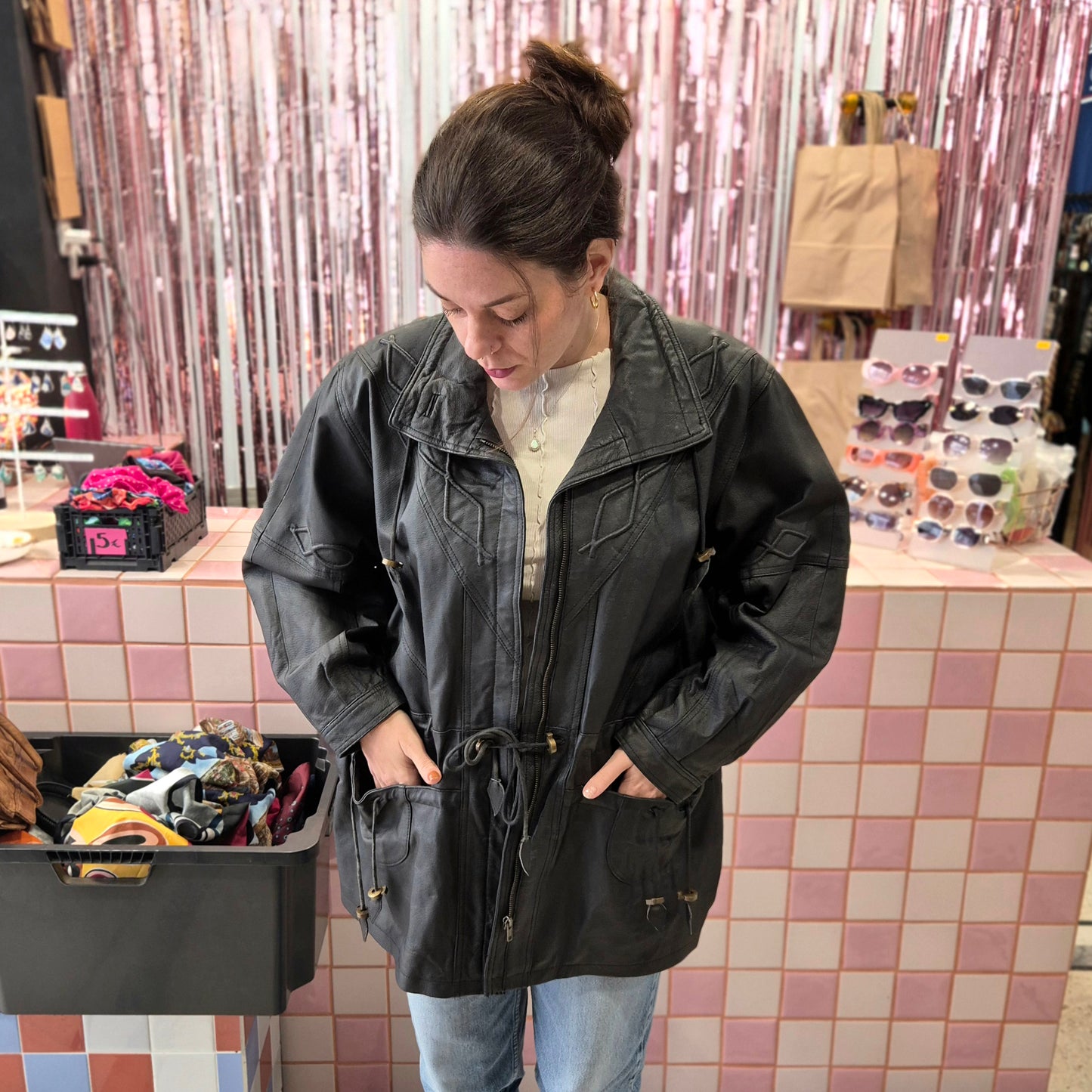 Stunning Vintage Detailed Leather Jacket