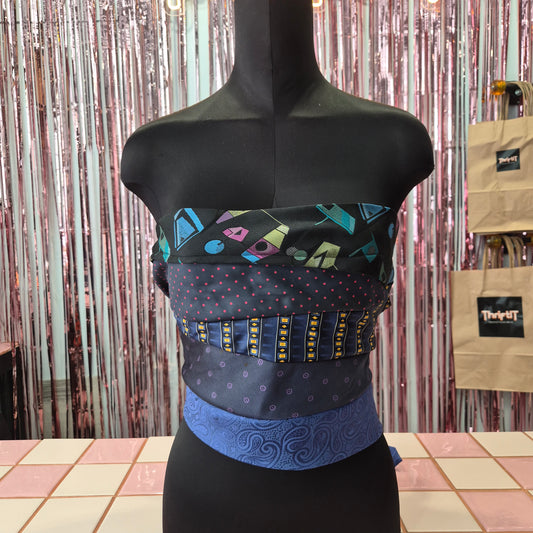 Upcycled Tie Strapless Top
