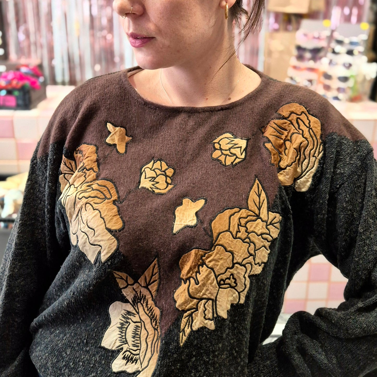 Vintage Floral Knitted Top