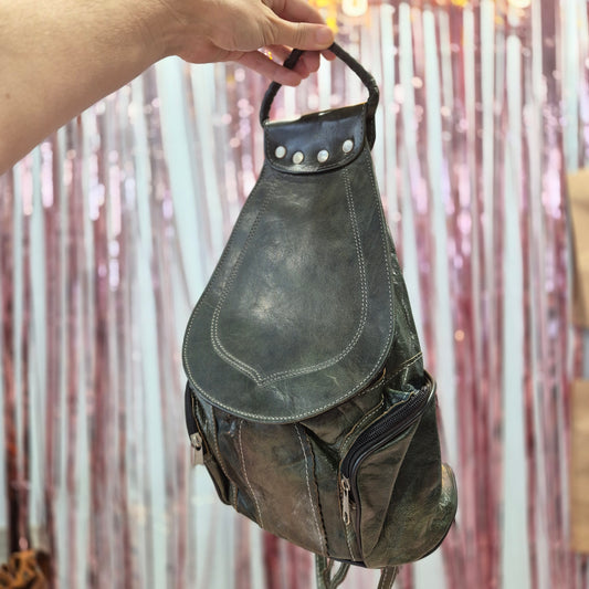 Green Leather Backpack