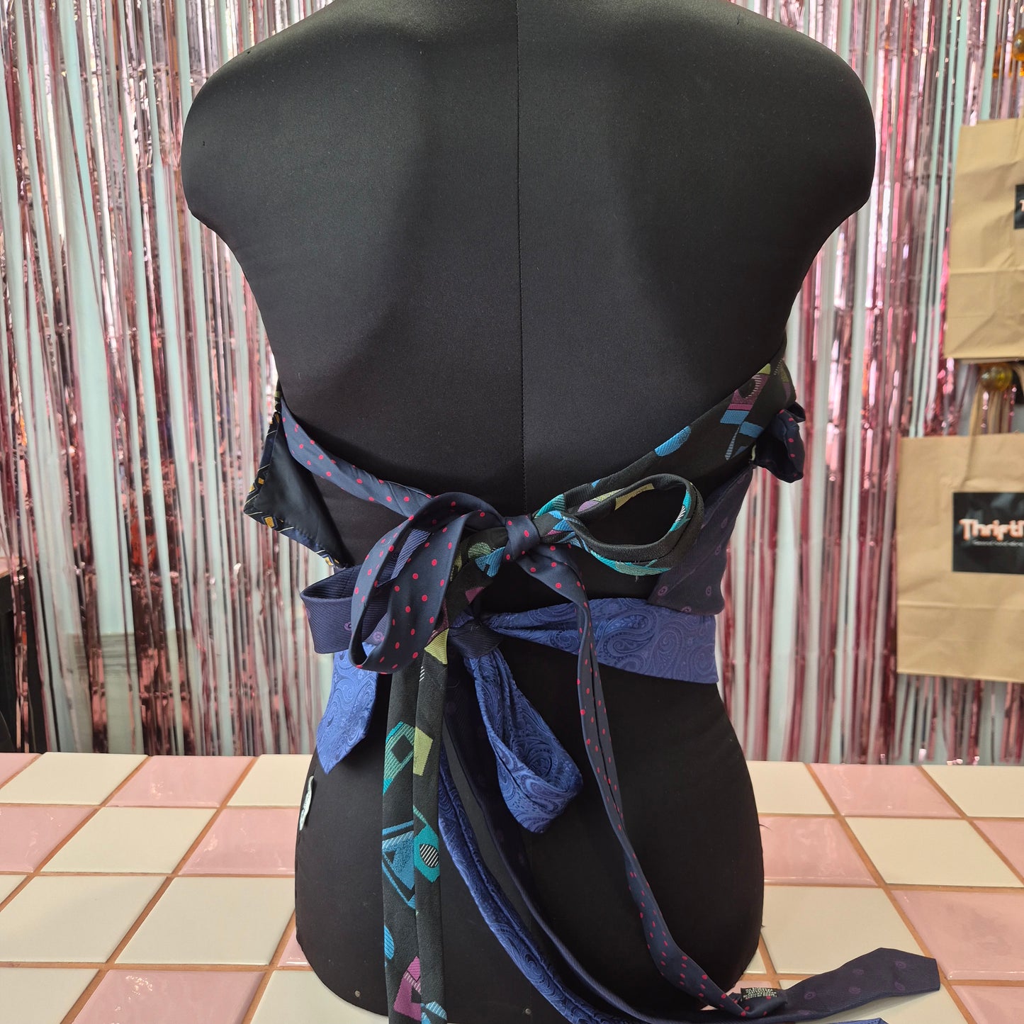 Upcycled Tie Strapless Top