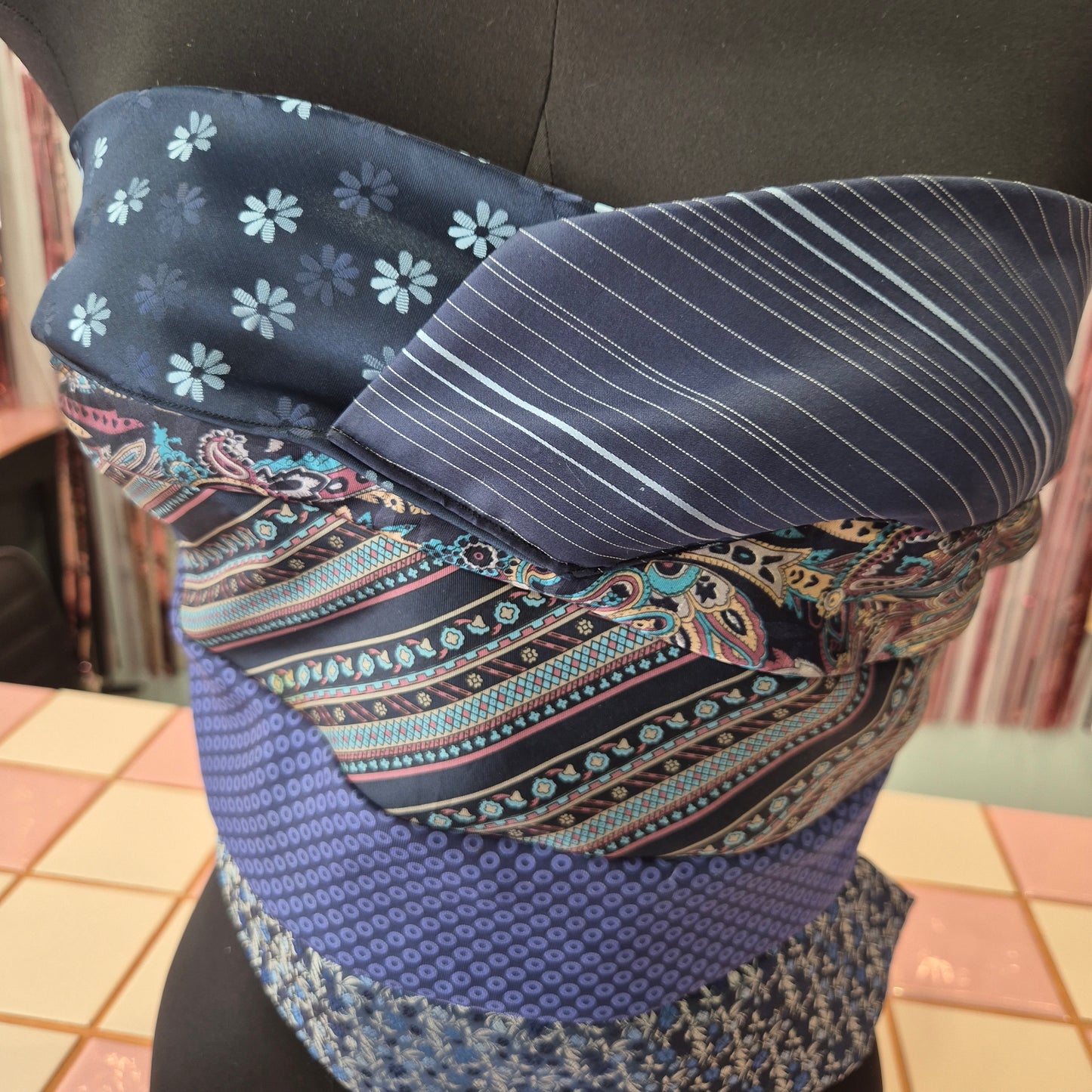 Upcycled Tie Strapless Top