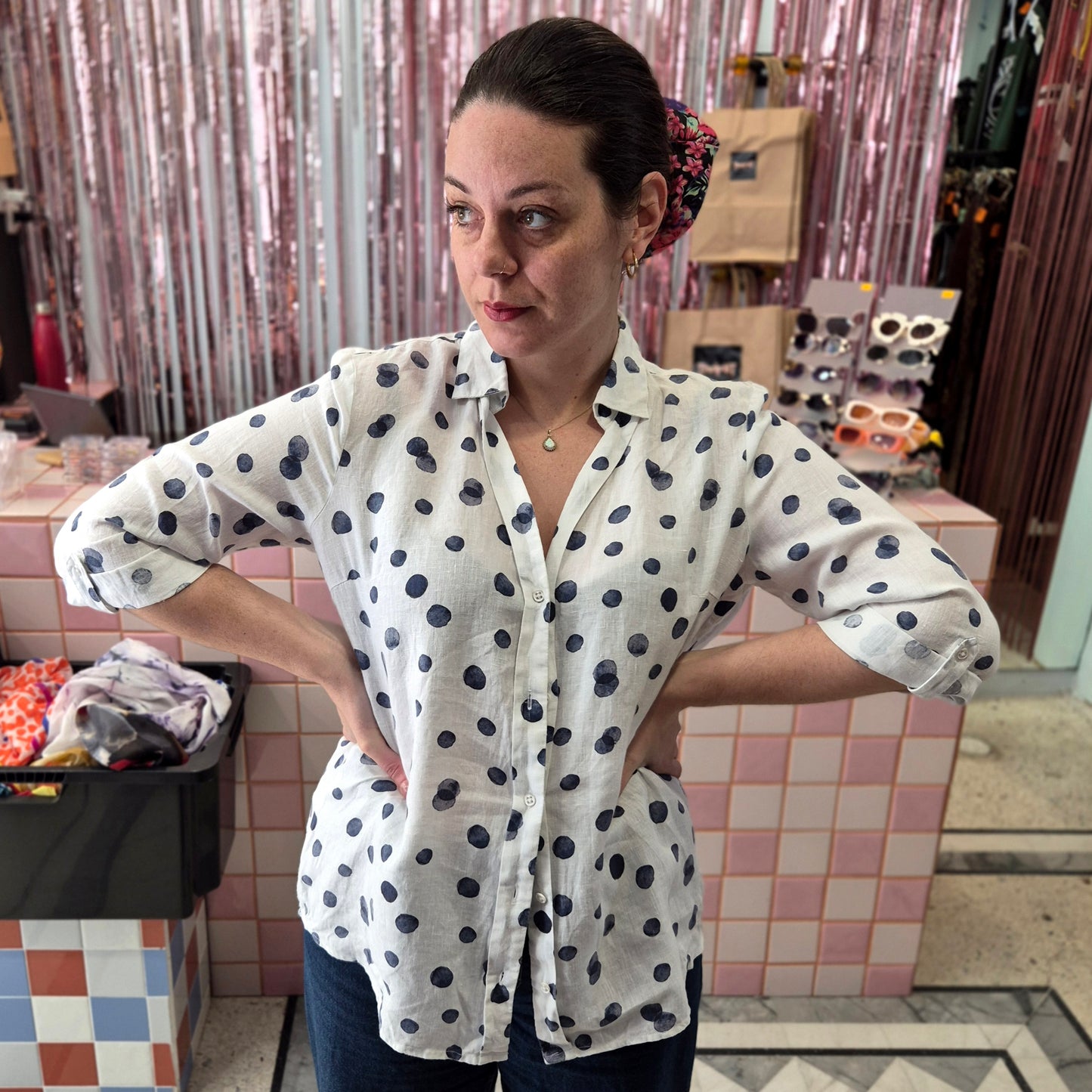 Linen Polka Shirt