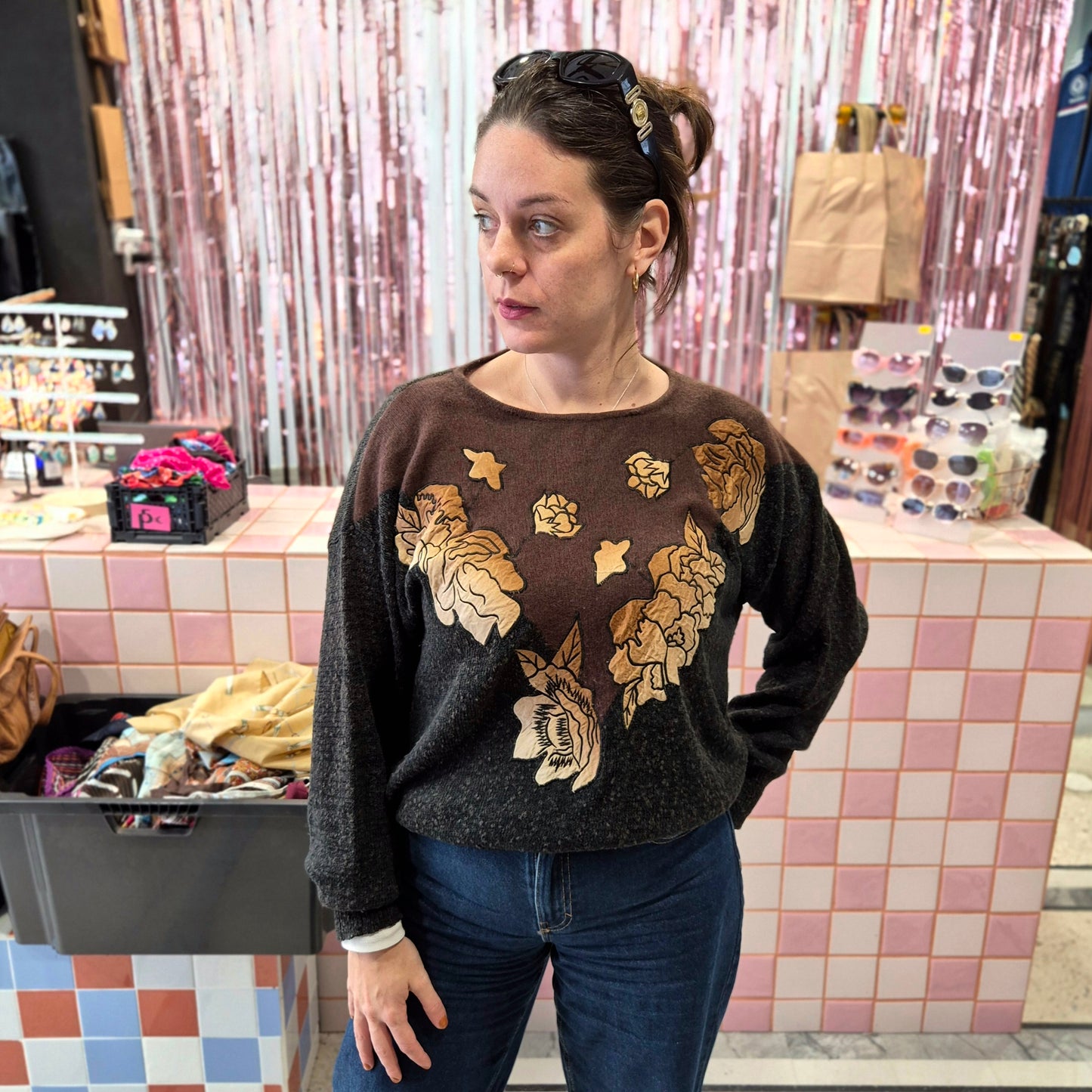 Vintage Floral Knitted Top