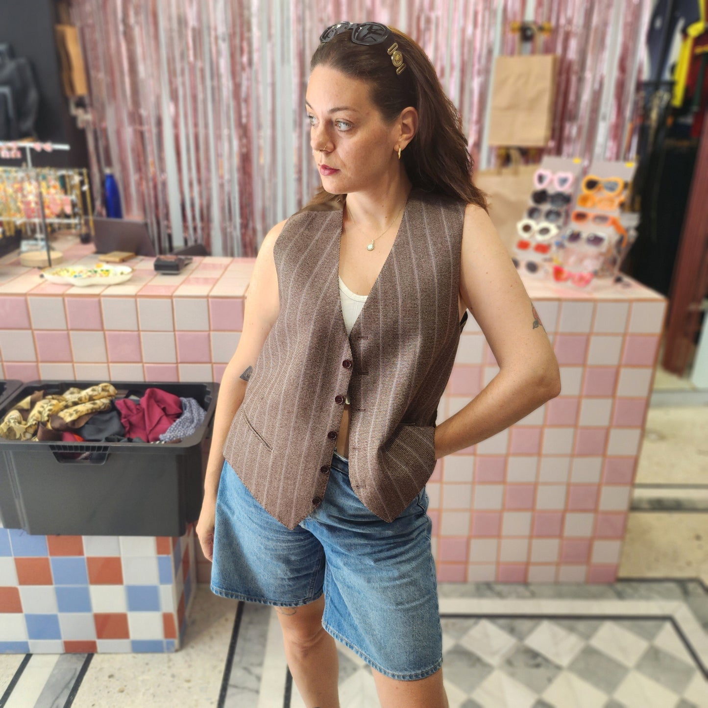 Stripped Brown Vest