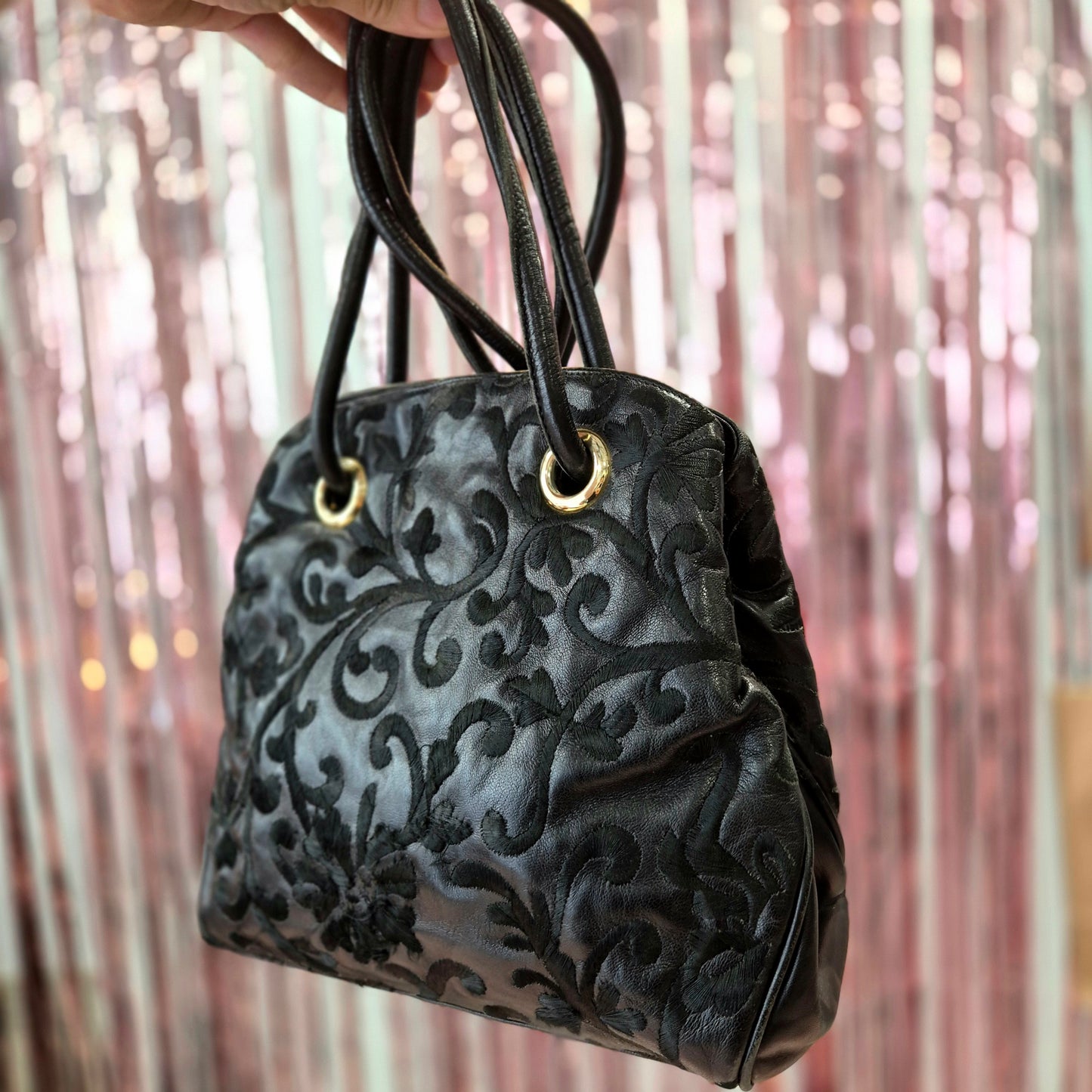 Vintage Embroidered Leather Bag