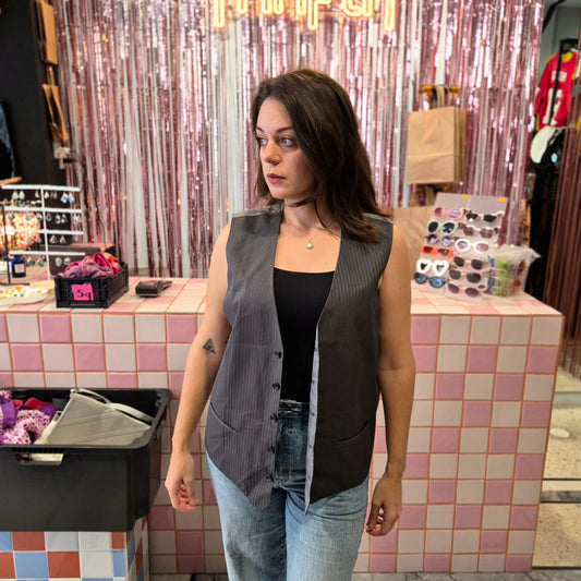 Grey Pinstripe Vest