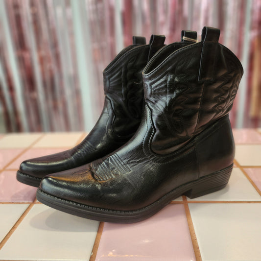 Black Leather half Boot
