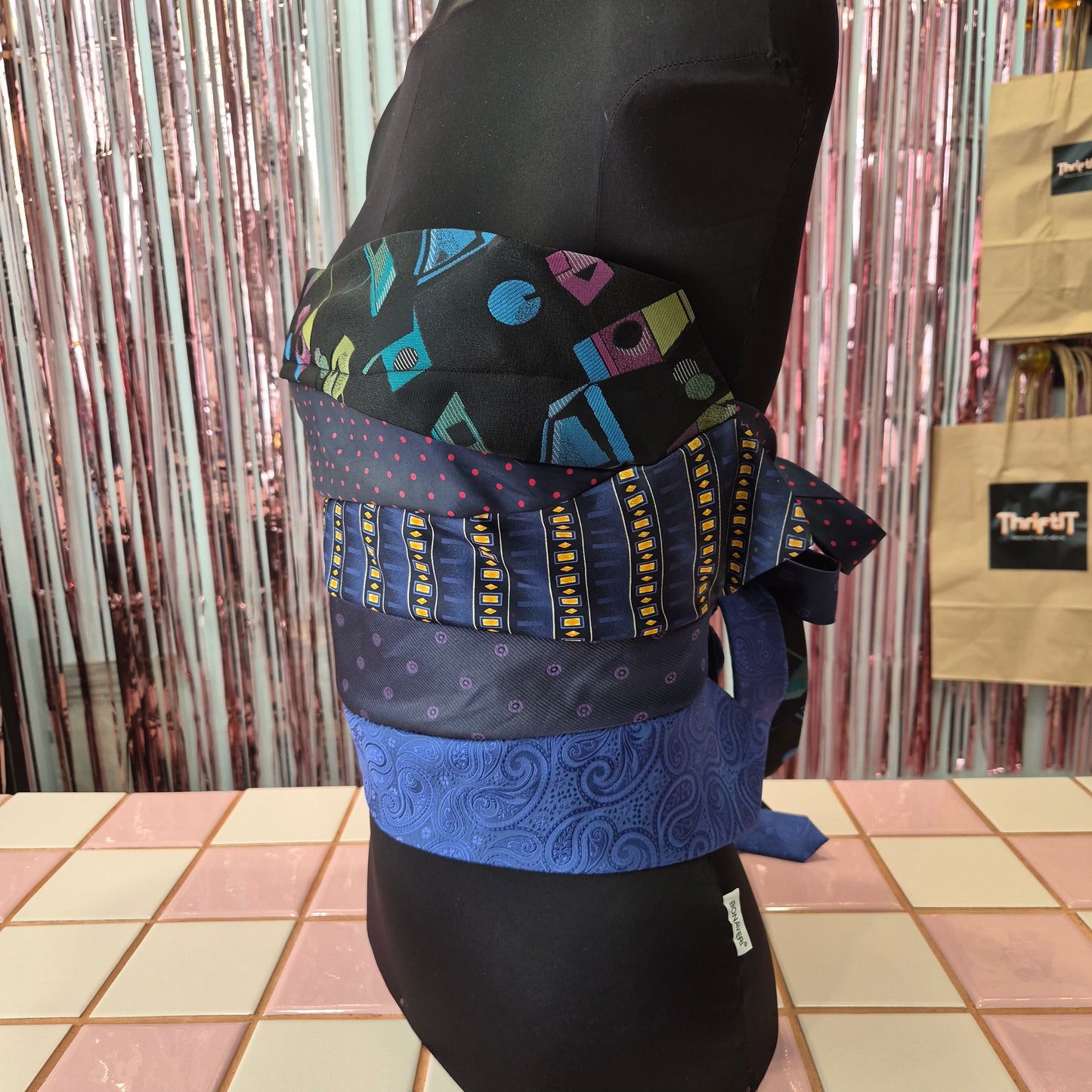 Upcycled Tie Strapless Top
