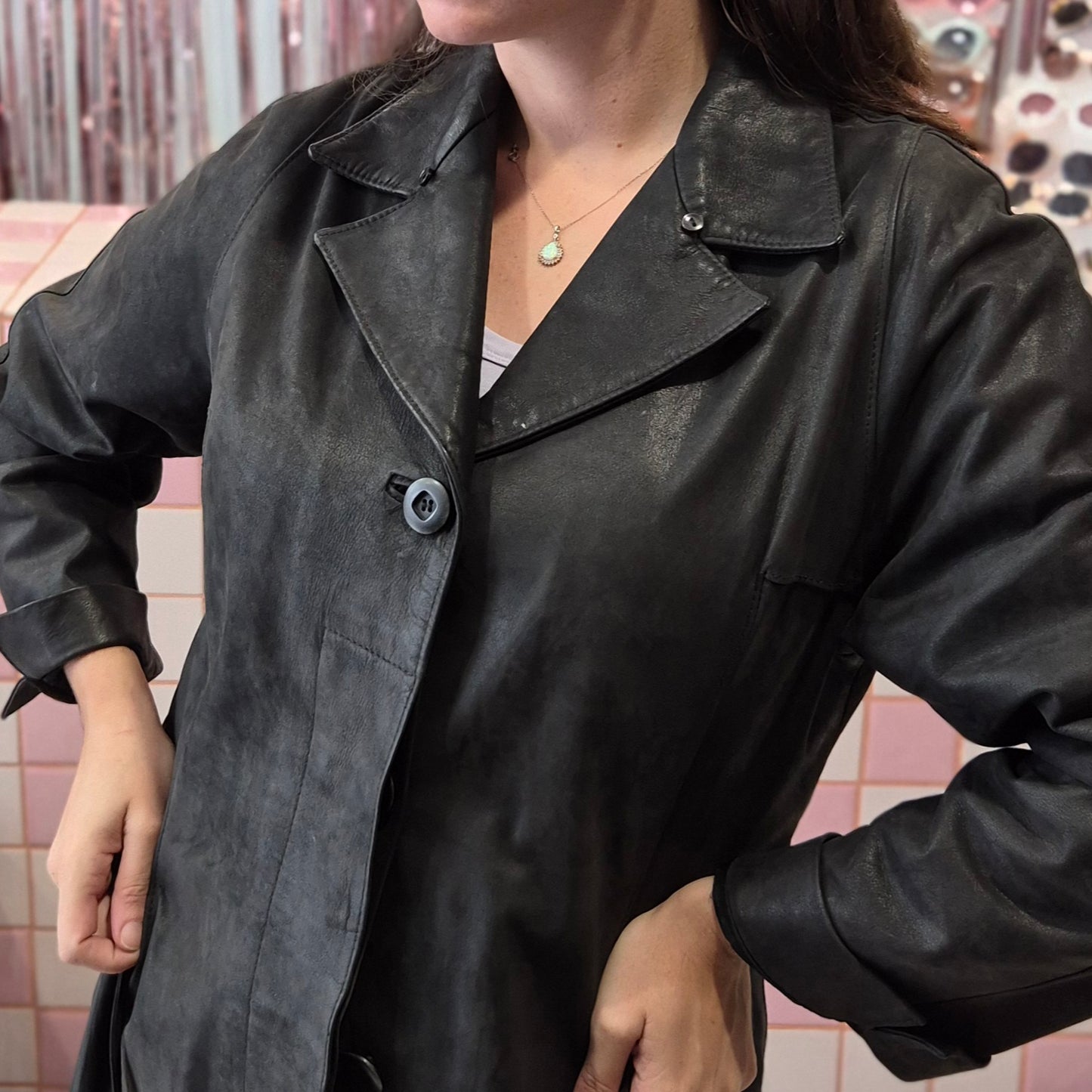 Cute Fitted Leather Coat