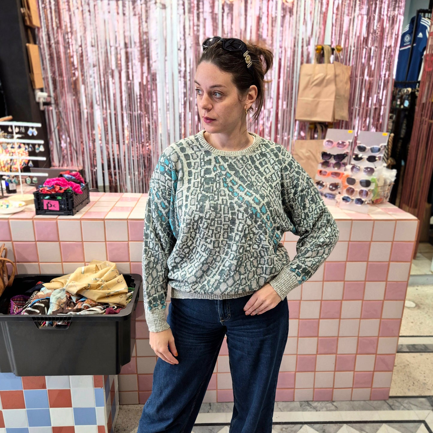 Vintage Patterned Knitted Crewneck