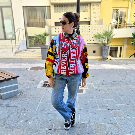 Reworked Sports Scarves Jacket