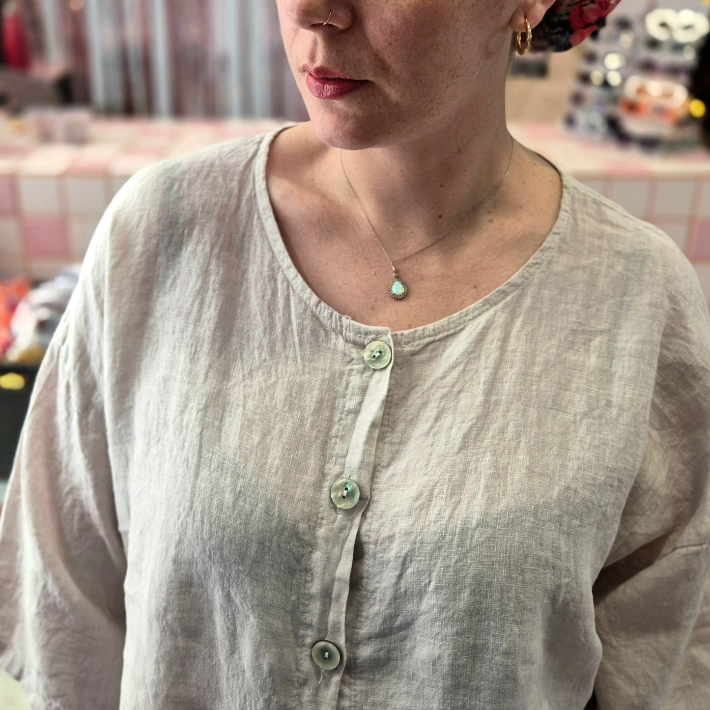 Linen Mix Cropped Top