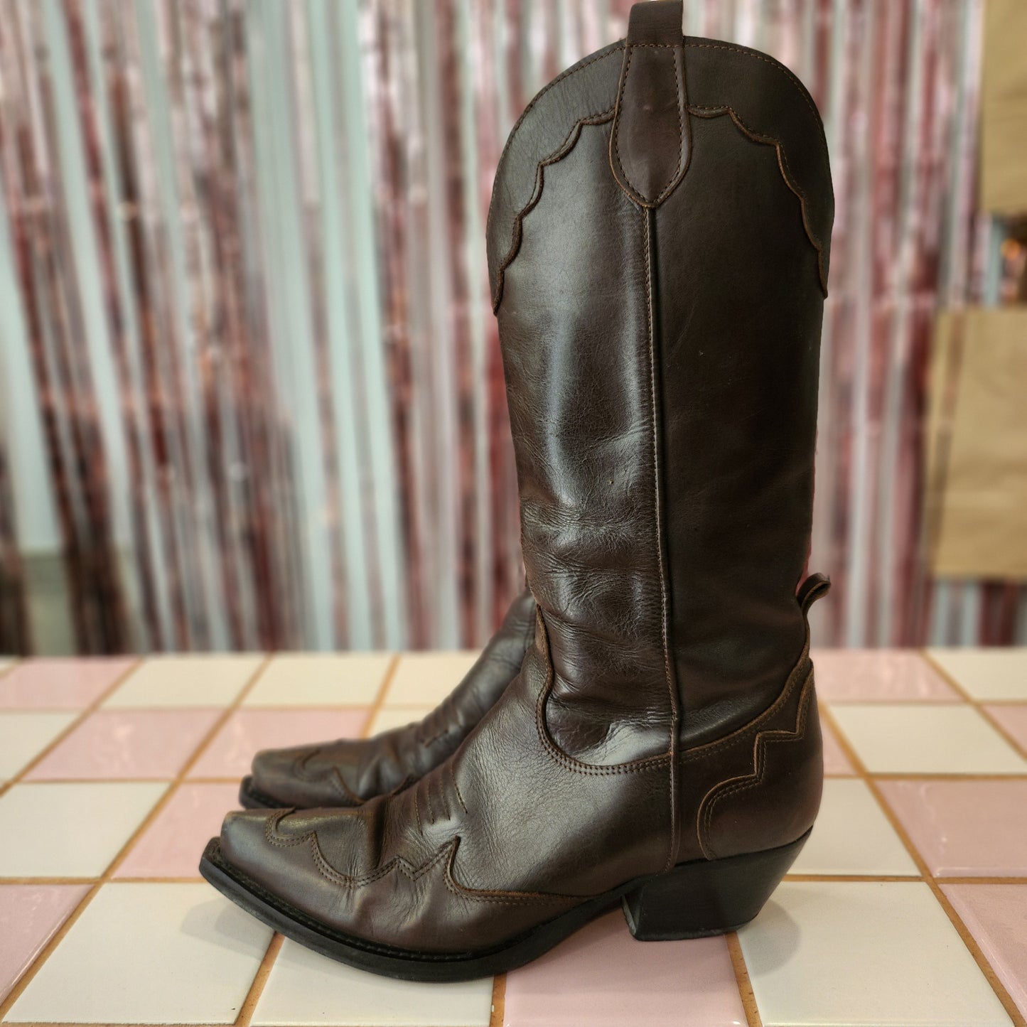 Brown Detailed Cowboy Boots